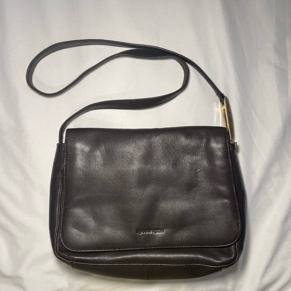 Apostrophe Dark Brown Leather Shoulder Bag